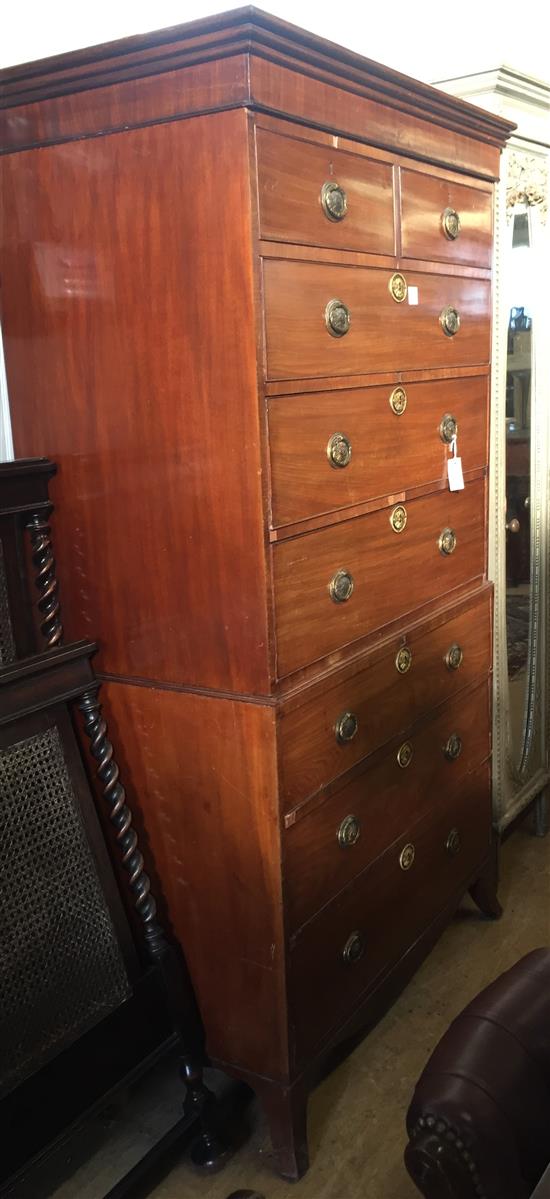 19th Century mahogany chest on chest(-)